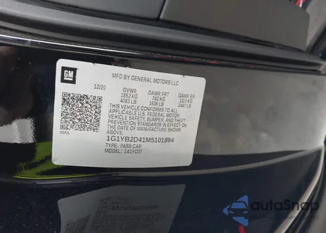 2021 Chevrolet Corvette Stingray Rwd 2Lt из США, поврежденный, VIN 1G1YB2D41M5101894